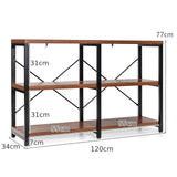 3 Tier 47 Inch Console Metal Frame Sofa Table-Rustic Brown