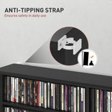 HOMCOM 16-Compartment Media Shelf - Black