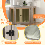 PawHut Dog Crate Furniture Side Table, with Cushion, 122 x 61 x 71cm - Walnut Brown