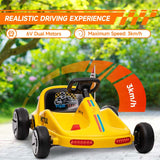AIYAPLAY 6V Electric Go Kart for Kids with Music, Light, Horn, for 3-5 Years, Yellow