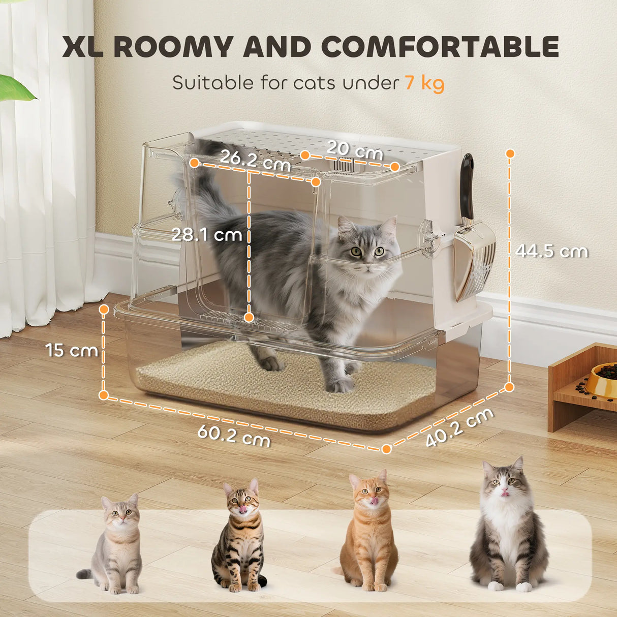 PawHut XL Stainless Steel Litter Box w/ 100 Flip Top, Scoop, Side Top Dual Entry, Odor Free, Easy Cleaning, Anti Leakage