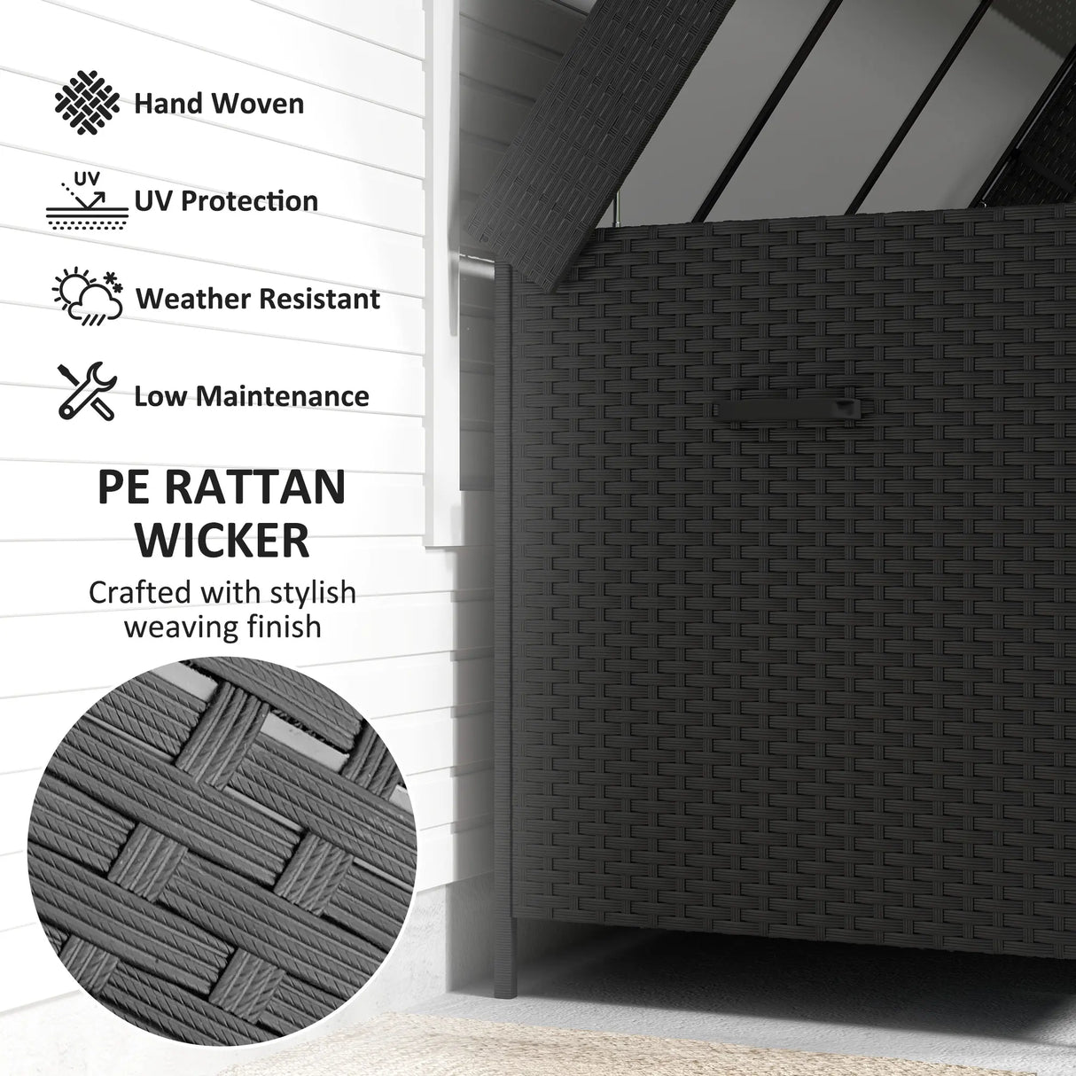Outsunny 627 L Rattan Storage Box - Black