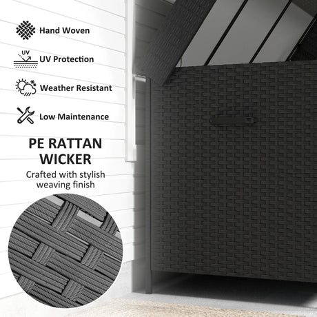 Outsunny 627 L Rattan Storage Box - Black