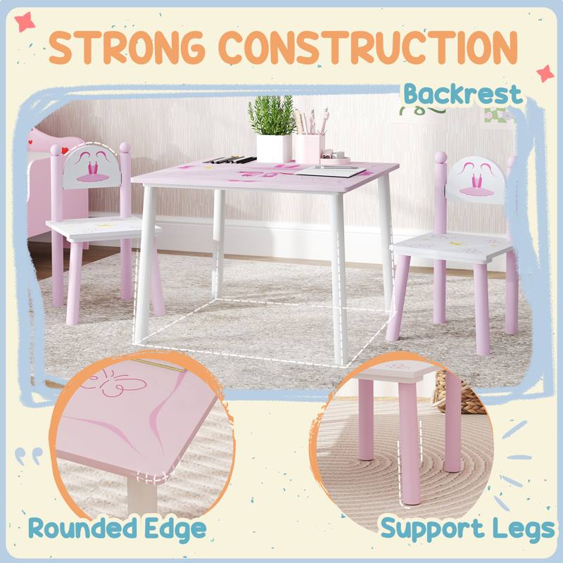 AIYAPLAY Princess Design Kids Table and Chairs Set for Activity, Art, Drawing, Toddler Table and Chairs Set for Playroom, Nursery