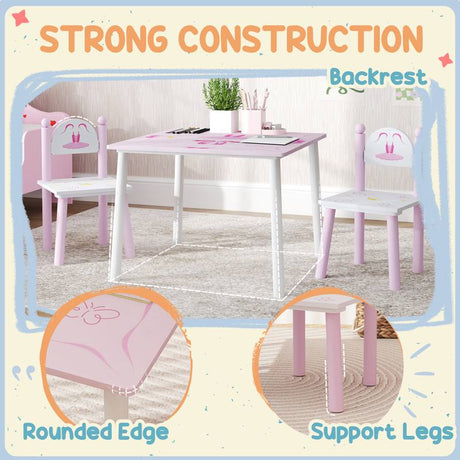 AIYAPLAY Princess Design Kids Table and Chairs Set for Activity, Art, Drawing, Toddler Table and Chairs Set for Playroom, Nursery