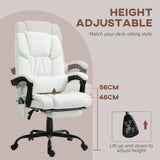 Vinsetto 6-Point Massage Office Chair, PU Leather Desk Chair with Adjustable Height and Footrest for Home Office, White