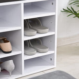 HOMCOM Multi-Storage Shoe Rack w/ 14 Compartments Cushion Moving Shelves Solid Frame Foot Pads Home Office Tidy Organisation Boots Trainers White