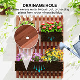 Outsunny Wall-mounted Wooden Garden Planters with Trellis, Drainage Holes and 3 Planter Boxes for Patio, Brown