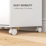 HOMCOM Rolling Ironing Board Cabinet, Foldable Ironing Station with Storage, Wheels for Home, Laundry Room, White