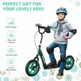 AIYAPLAY Kids Scooter with Adjustable Handlebar, Children's Kick Scooter with Non-slip Footplate, Rear Brake, Kickstand, Green