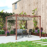 Outsunny 3 x 3 m Retractable Roof Pergola - Natural Wood Finish