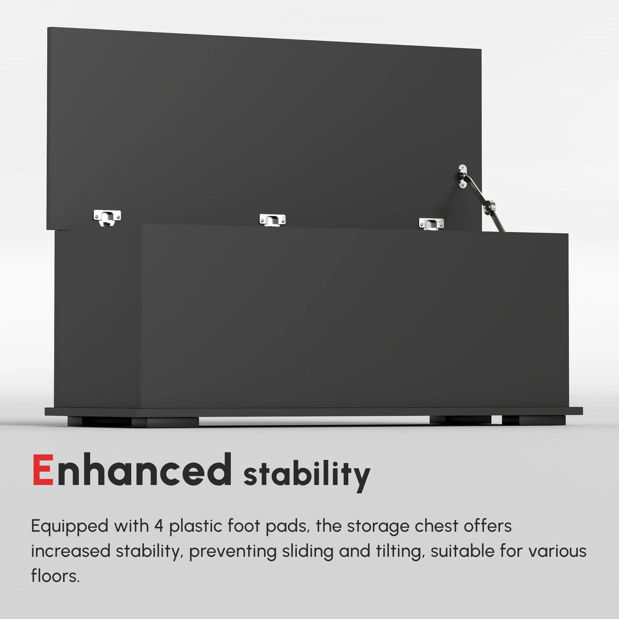 HOMCOM 113L Storage Chest, Storage Box with Flip-Top Lid and 2 Safety Hinges, Storage Trunk for Living Room, Entryway, 100 x 40 x 40 cm, Black