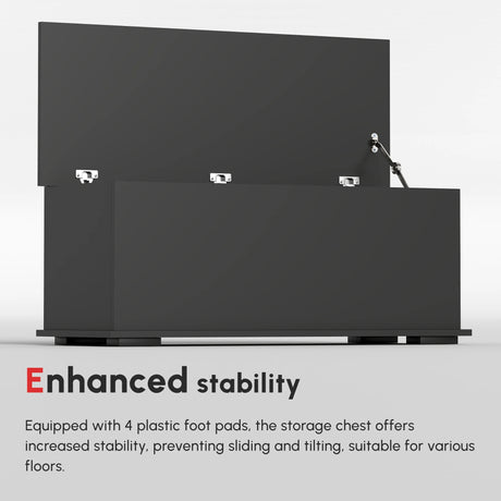 HOMCOM 113L Storage Chest, Storage Box with Flip-Top Lid and 2 Safety Hinges, Storage Trunk for Living Room, Entryway, 100 x 40 x 40 cm, Black