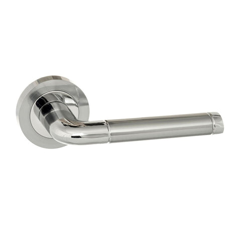 Eco Ocean Aluminium Lever Door Handle on Round Rose - Satin Chrome/Polished Chrome - Set