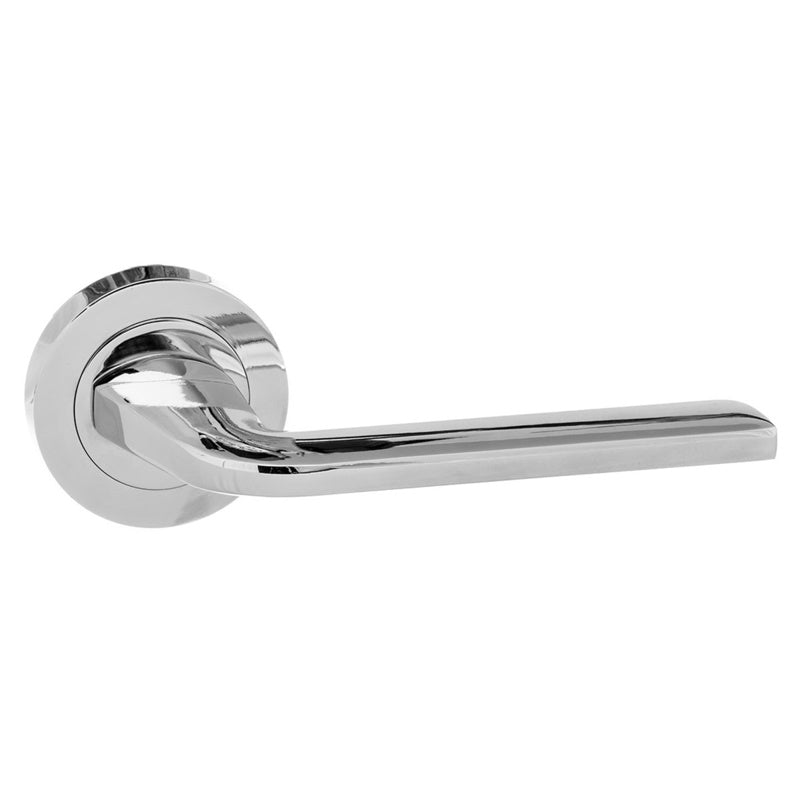 Eco Surf Aluminium Lever Door Handle on Round Rose - Polished Chrome - Set