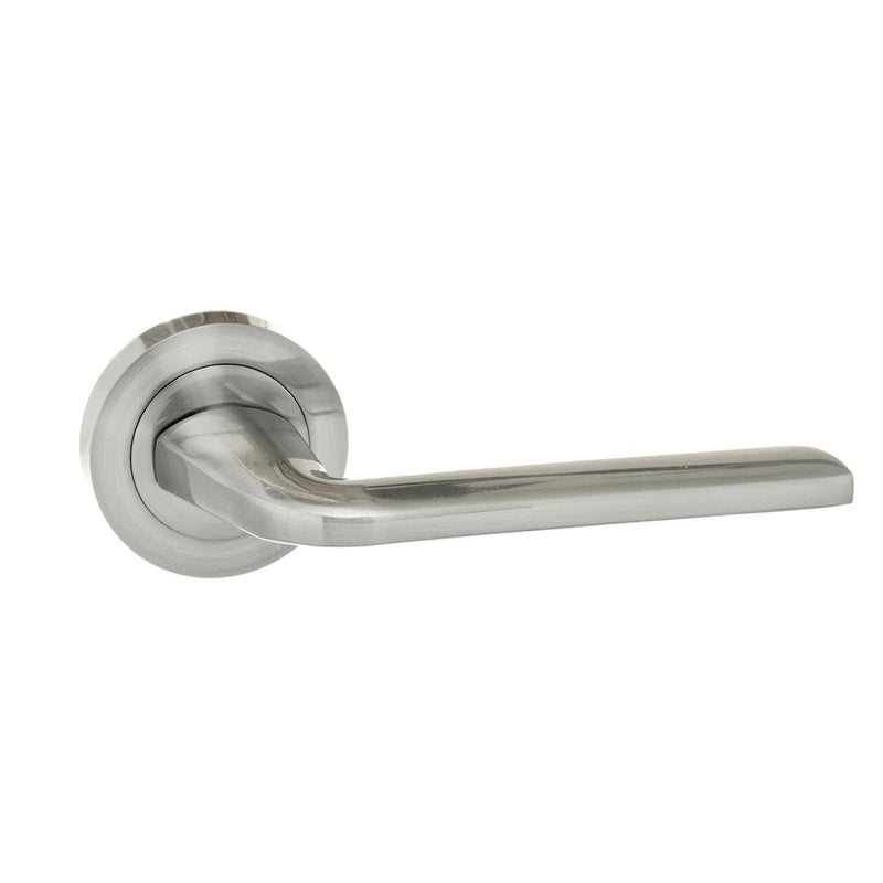 Eco Surf Aluminium Lever Door Handle on Round Rose - Satin Chrome - Set