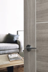 Eco Surf Aluminium Lever Door Handle on Round Rose - Satin Chrome - Set