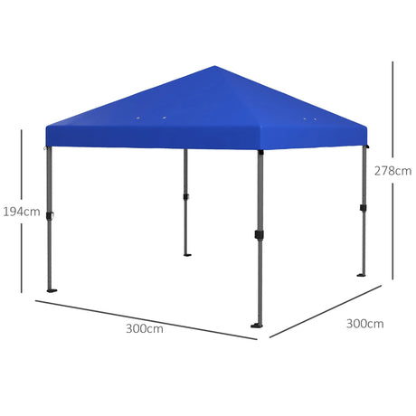 Outsunny 3 x 3m Pop-Up Gazebo, with Accessories - Blue