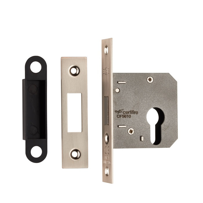 76MM DEAD LOCK - EURO - SQUARE_x005F
 - SATIN NICKEL - EACH