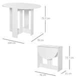 HOMCOM Space-saving Drop Leaf Table, Folding Dining Table for Small Space, Kitchen, Dining Room, White