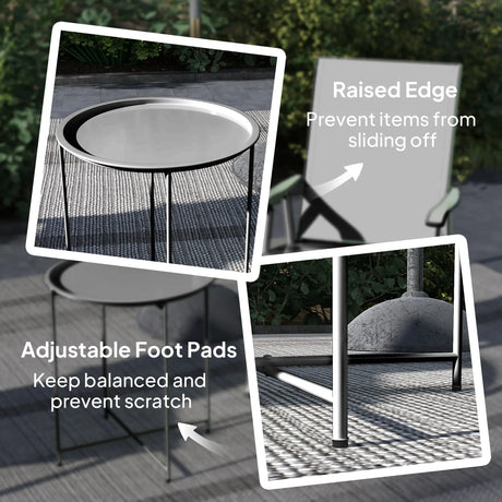 Outsunny Steel Removable Tray Top Garden Table - Black