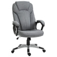 Vinsetto Office Chair, Linen Fabric Desk Chair, Height Adjustable Computer Chair with Padded Armrests, Swivel Wheels and Tilt Function, Grey