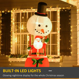 HOMCOM 8ft Christmas Inflatable Decoration with Santa Claus on Snowman Hot Air Balloon, Blow Up Xmas Decor for Outdoor Indoor with LED Lights
