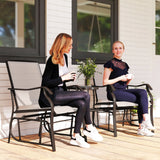 Outsunny Gliding Jack and Jill Seat, with Glass-Top Table - Brown/Beige