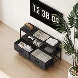 HOMCOM TV Stand Cabinet with 2 Foldable Drawers - Black