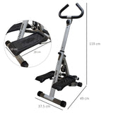 HOMCOM Stepper w/ Handle Hand Grip Workout Fitness Machine For Fitness Aerobic Exercise Home Gym Grey