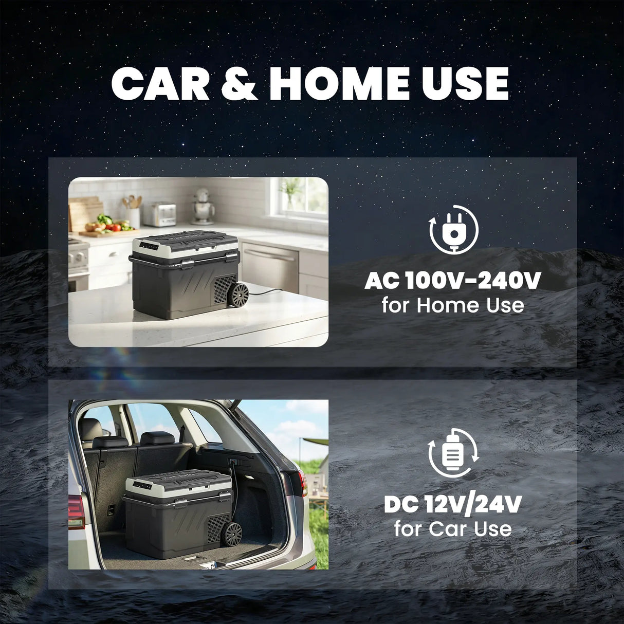 Outsunny 40L Compressor Car Fridge Freezer, Dual Zone Camping Refrigerator with App Control, Telescopic Handle, -20C-20C