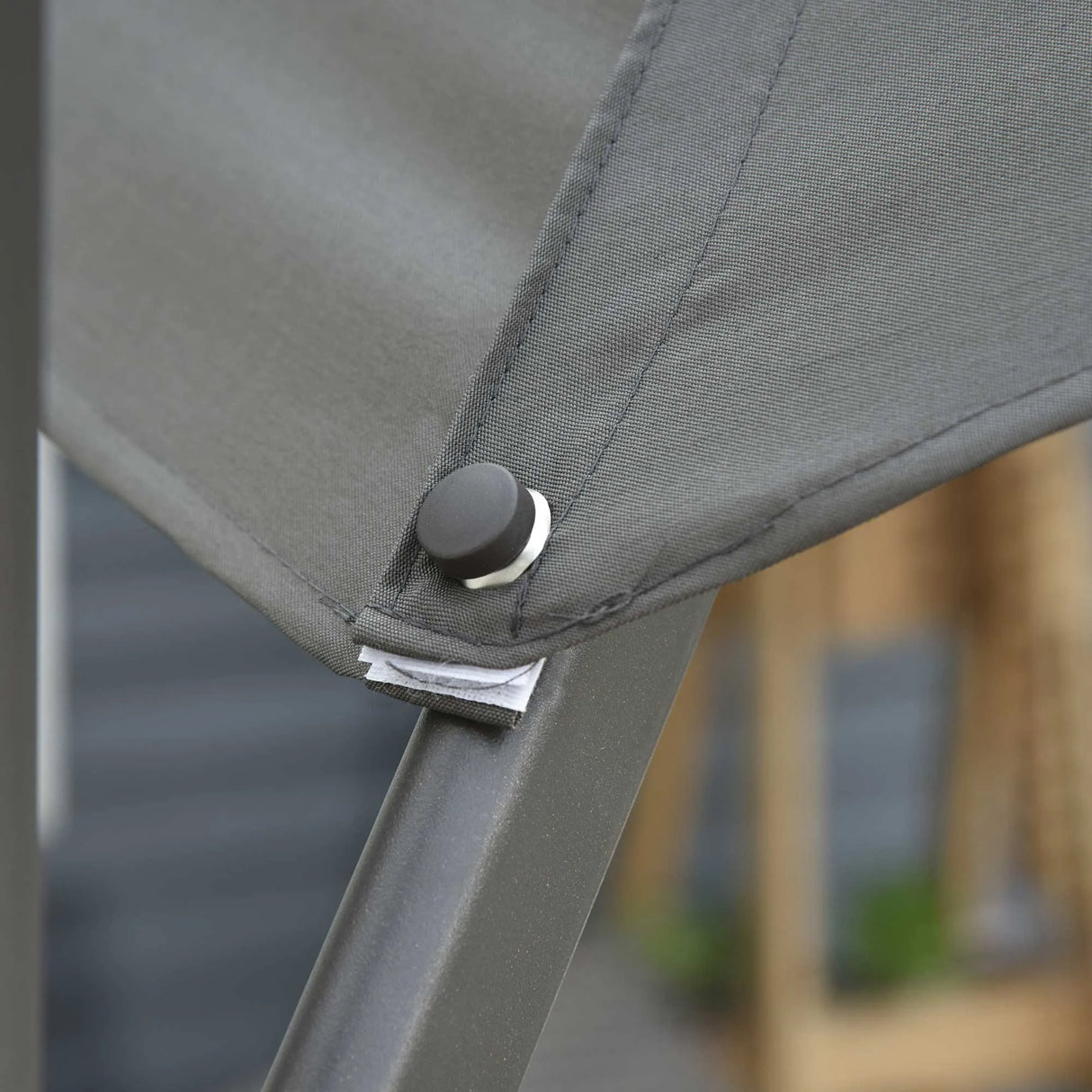 Outsunny 3(m) Offset Parasol Cantilever Hanging Umbrella 360 Rotation w/ Base Dark Grey