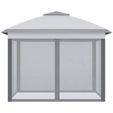 Outsunny 3.3 x 3.3m Pop Up Gazebo, Double Roof Foldable Canopy Tent with Zipped Mesh Sidewalls, Height Adjustable and Carrying Bag, Event Tent for Patio Garden, Grey
