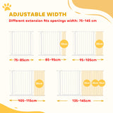 PawHut Extra Wide Dog Safety Gate, with Door Pressure, for Doorways, Hallways, Staircases - White