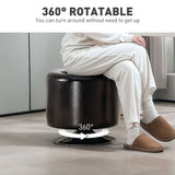 HOMCOM 360° Swivel Foot Stool Round PU Footstool with Thick Sponge Padding and Solid Steel Base, Brown