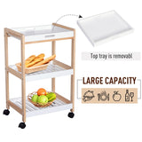 HOMCOM 3-Tier Mobile Kitchen Trolley Cart Storage Shelves Rack Rolling Wheels White 46 x 35 x 74.5 cm