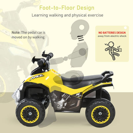 HOMCOM No Power Toddler Kids Ride on Car Walker Foot To Floor Slider w/ Music Lights for 18 - 36 Months Yellow