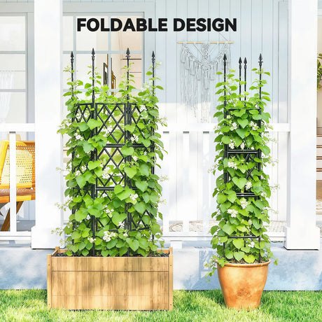 Outsunny Foldable Garden Trellis, Lattice Climbing Support Trellis for Garden, DIY Assembly, 85 x 197 cm, Black