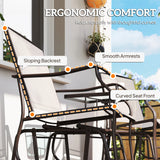 Outsunny Gliding Jack and Jill Seat, with Glass-Top Table - Brown/Beige