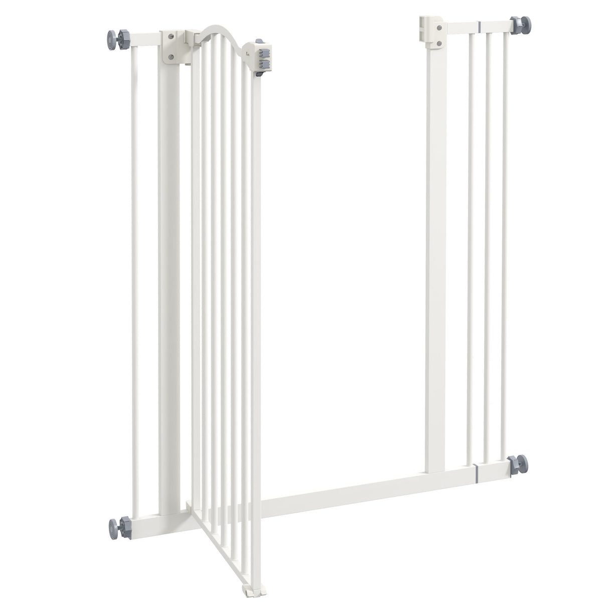 PawHut Metal Pet Safety Gate Dog Gate Folding Fence 74-87cm, White