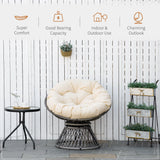 Outsunny 360 Swivel Rattan Moon Bowl Chair Round Lounge Garden Wicker Basket Seat with Padded Cushion Oversized for Outdoor Indoor, Beige