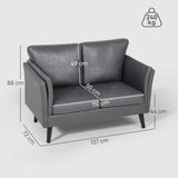 HOMCOM Two-Seater Leathaire Sofa - Grey