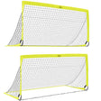 HOMCOM Two Football Goal Nets, Foldable Outdoor Sport Training Equipment, for Teens, Adults, with Carrying Bag, Yellow