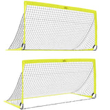 HOMCOM Two Football Goal Nets, Foldable Outdoor Sport Training Equipment, for Teens, Adults, with Carrying Bag, Yellow