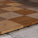 Outsunny 27 Pcs Wooden Interlocking Decking Tiles, 30 x 30 cm Anti-slip Outdoor Flooring Tiles, 0.81 per Pack, All Weather Use for Patio, Balcony, Terrace, Hot Tub, Brown