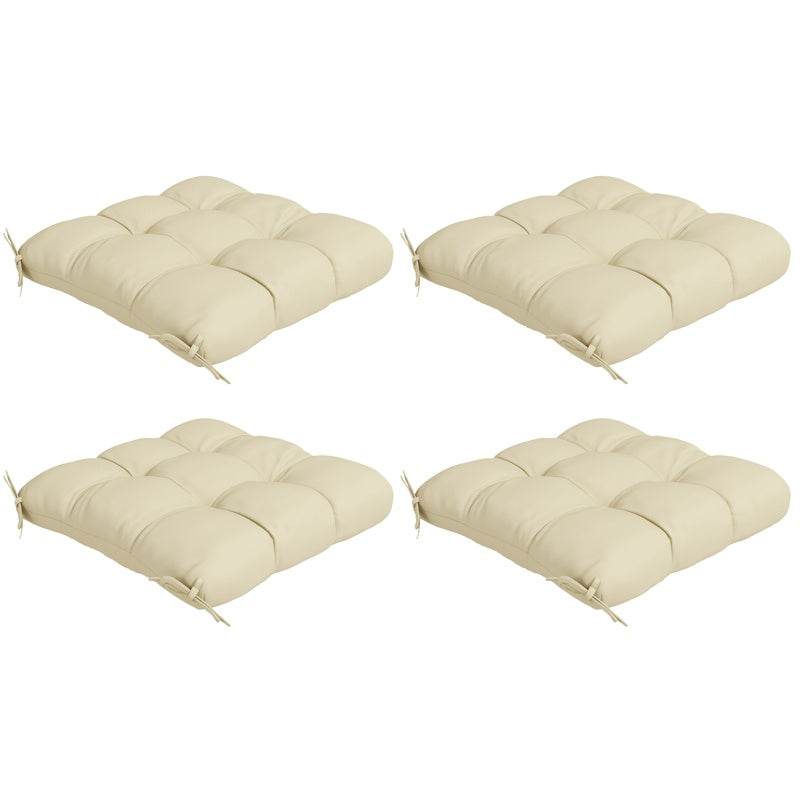 Outsunny 4-Piece Seat Cushion Pillows Replacement, Patio Chair Cushions Set with Ties for Indoor Outdoor, Beige