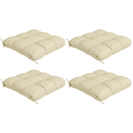 Outsunny 4-Piece Seat Cushion Pillows Replacement, Patio Chair Cushions Set with Ties for Indoor Outdoor, Beige