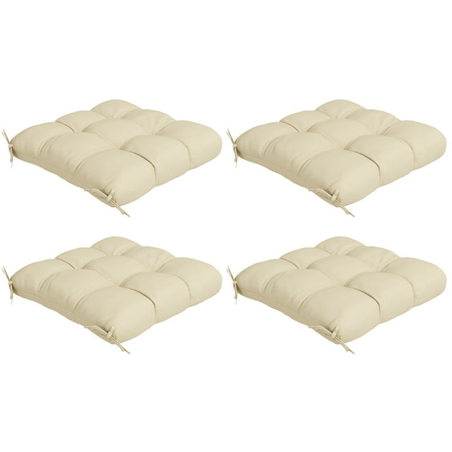 Outsunny 4-Piece Seat Cushion Pillows Replacement, Patio Chair Cushions Set with Ties for Indoor Outdoor, Beige