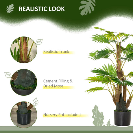 HOMCOM 2 Pack Artificial Plant Palm Tree in Pot, Fake Plants for Home Indoor Outdoor Decor, 135cm, Green