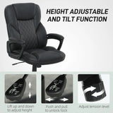 HOMCOM High Back Executive Office Chair, PU Leather Swivel Desk Chair with Tilt Function, Armrests and Adjustable Height for Home Office, Black